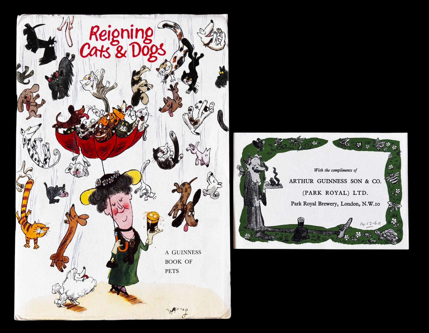 Gerard Hoffnung REIGNING CATS & DOGS GUINNESS BOOKLET Illus 1960 Poetry Compliments