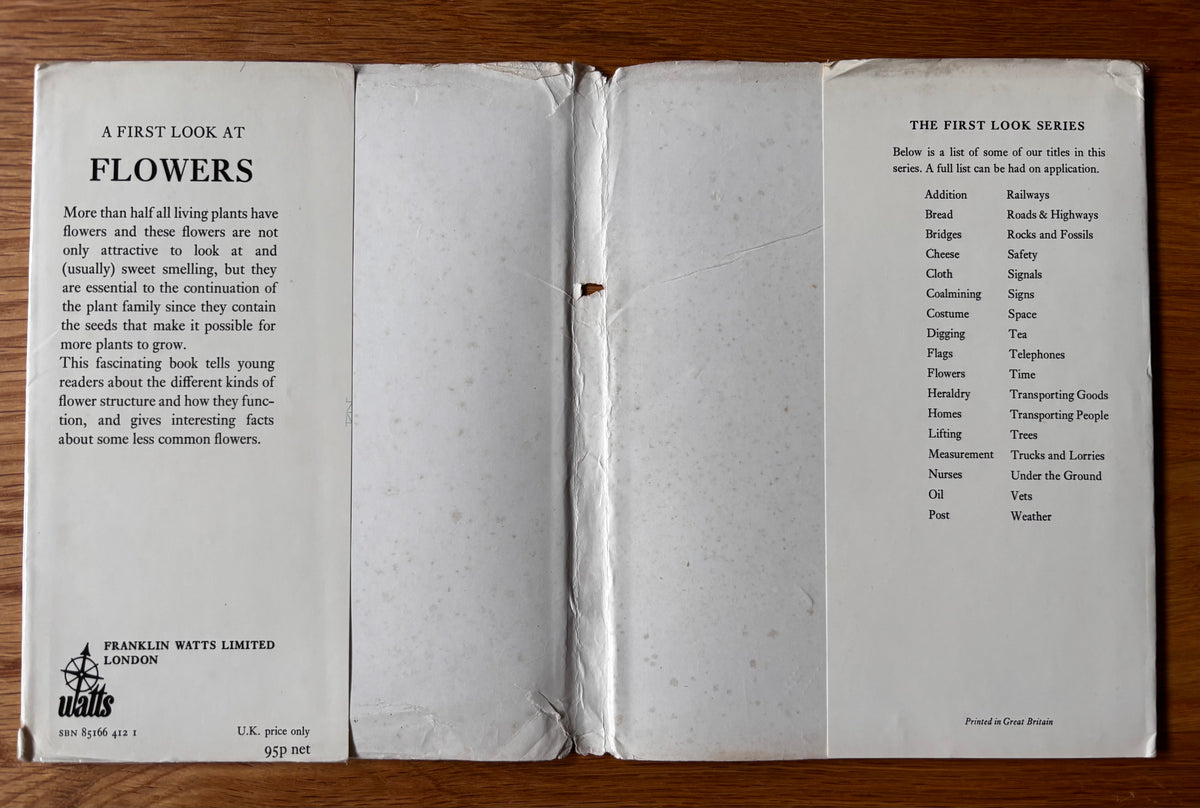 Lida Brychta A FIRST LOOK AT FLOWERS 1st Ed DJ 1973 Franklin Watts ILLUSTRATED