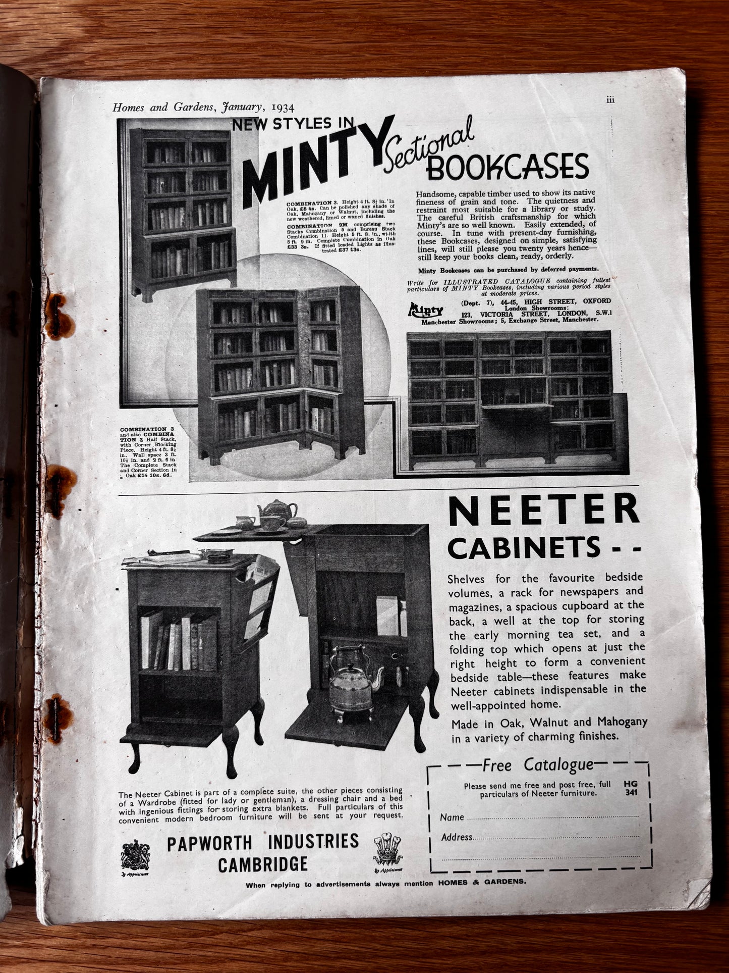 1930’s HOMES AND GARDENS Magazine January 1934 Illustrated ADVERTS