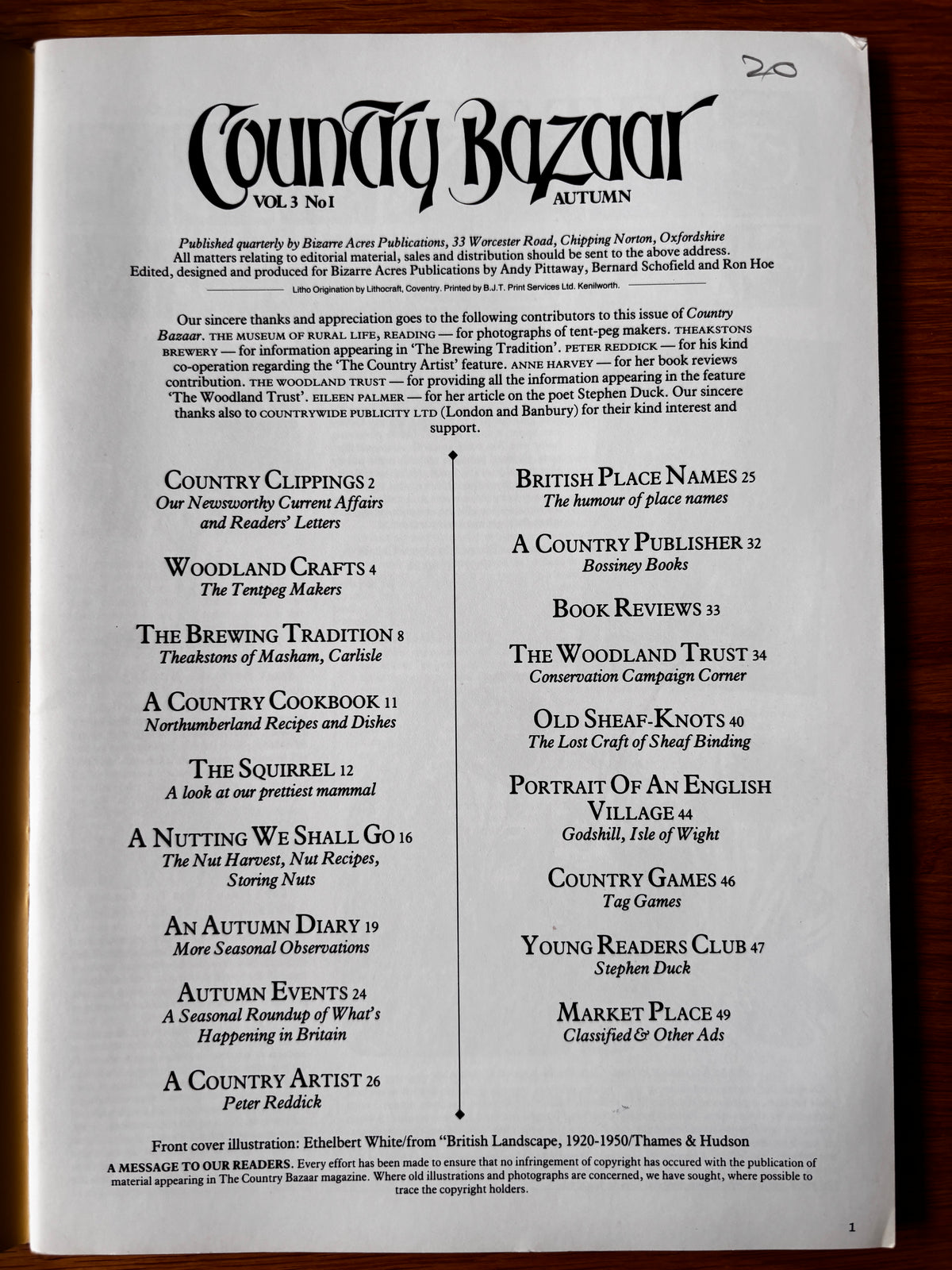 Peter Reddick THE COUNTRY BAZAAR Magazine Autumn 1986 CRAFTS ARTIST