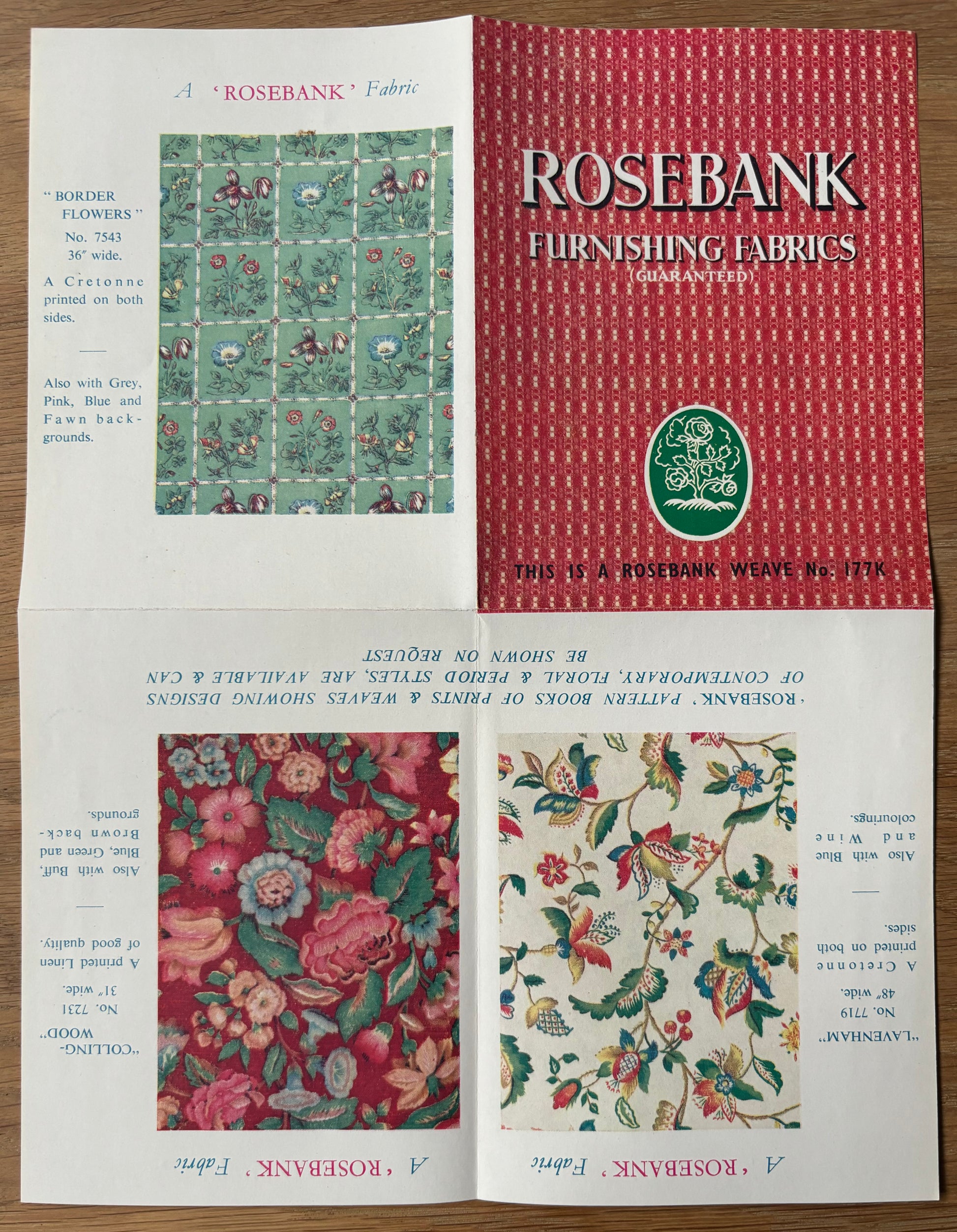 ROSEBANK Furnishing Fabrics LEAFLET 1950’s/1960’s Ramsbottom Manchester - transpontinebooks