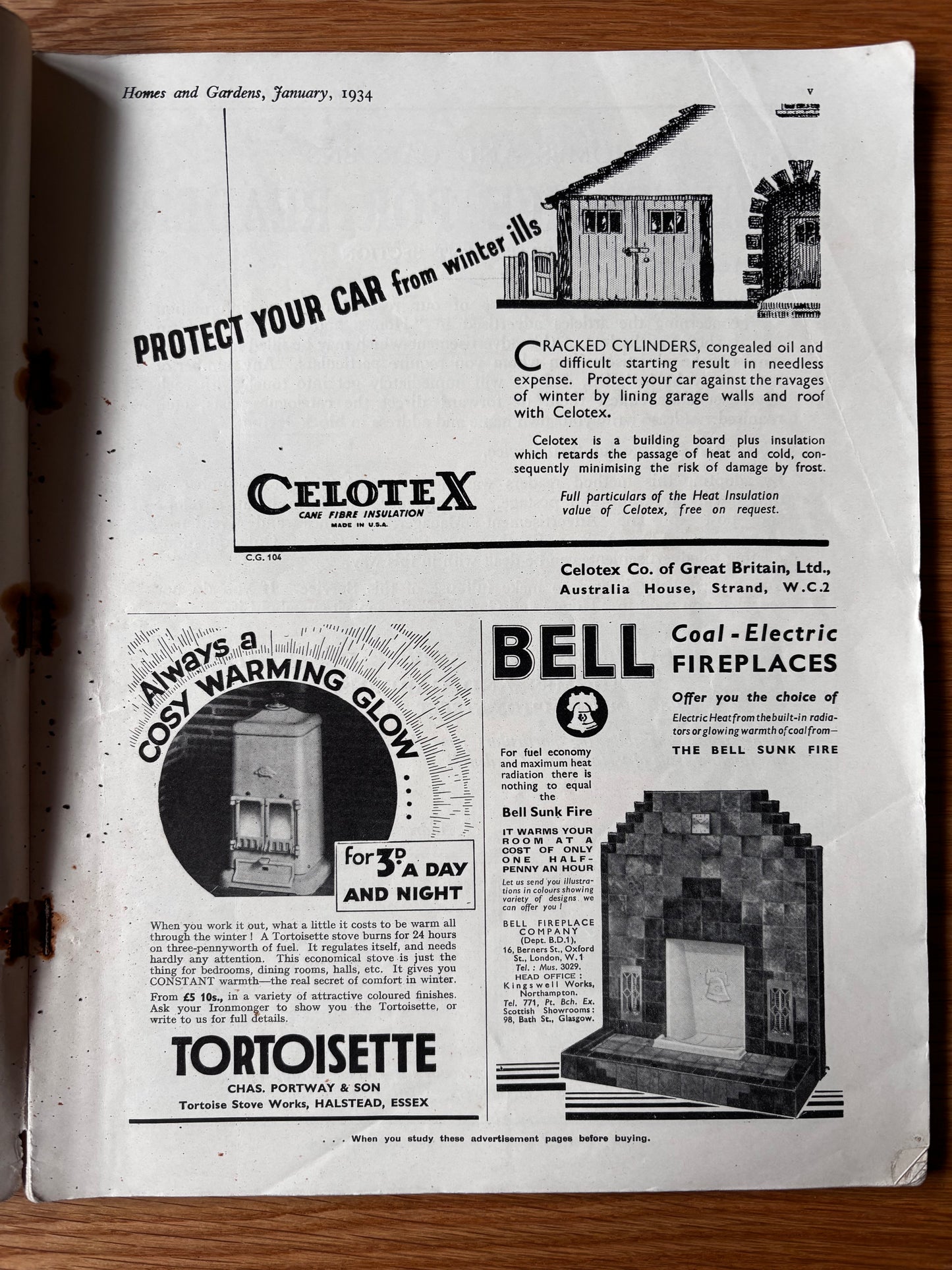 1930’s HOMES AND GARDENS Magazine January 1934 Illustrated ADVERTS