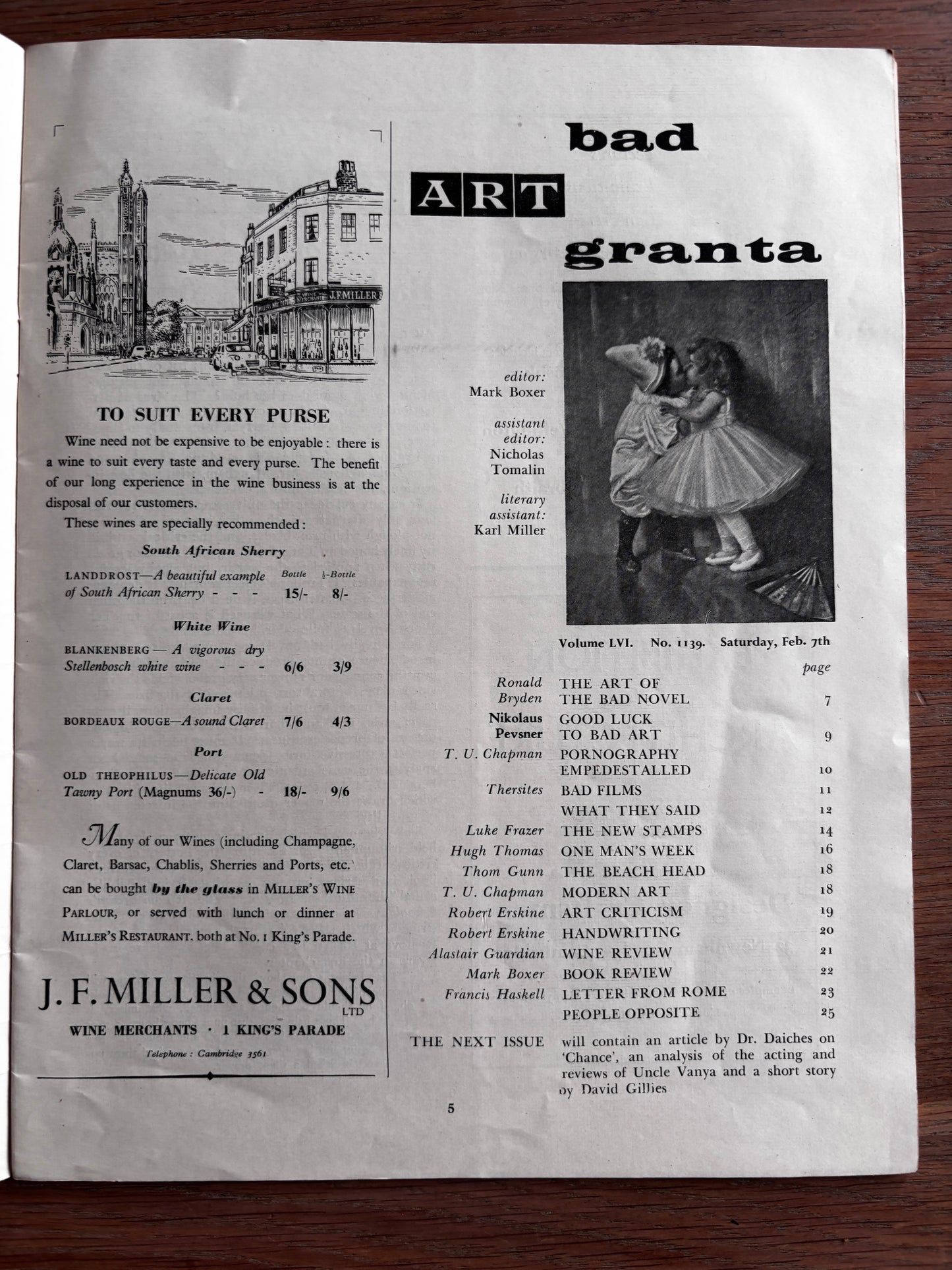 Mark Boxer THE GRANTA Cambridge University Magazine February 7th 1953 ART Nicholas Tomalin