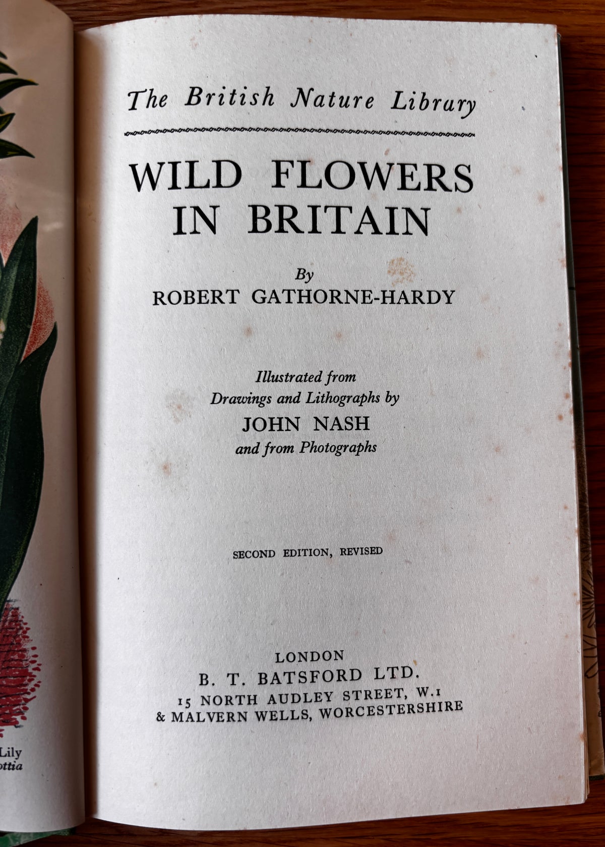 John Nash WILD FLOWERS IN BRITAIN 1943 HB DJ Robert Gathorne-Hardy ILLUSTRATED