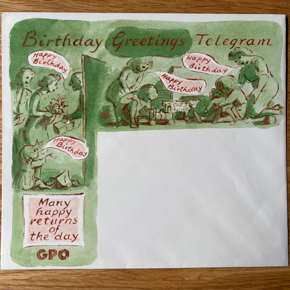 Edward Ardizzone BIRTHDAY GREETINGS GPO TELEGRAM CARD  & ENVELOPE 1967