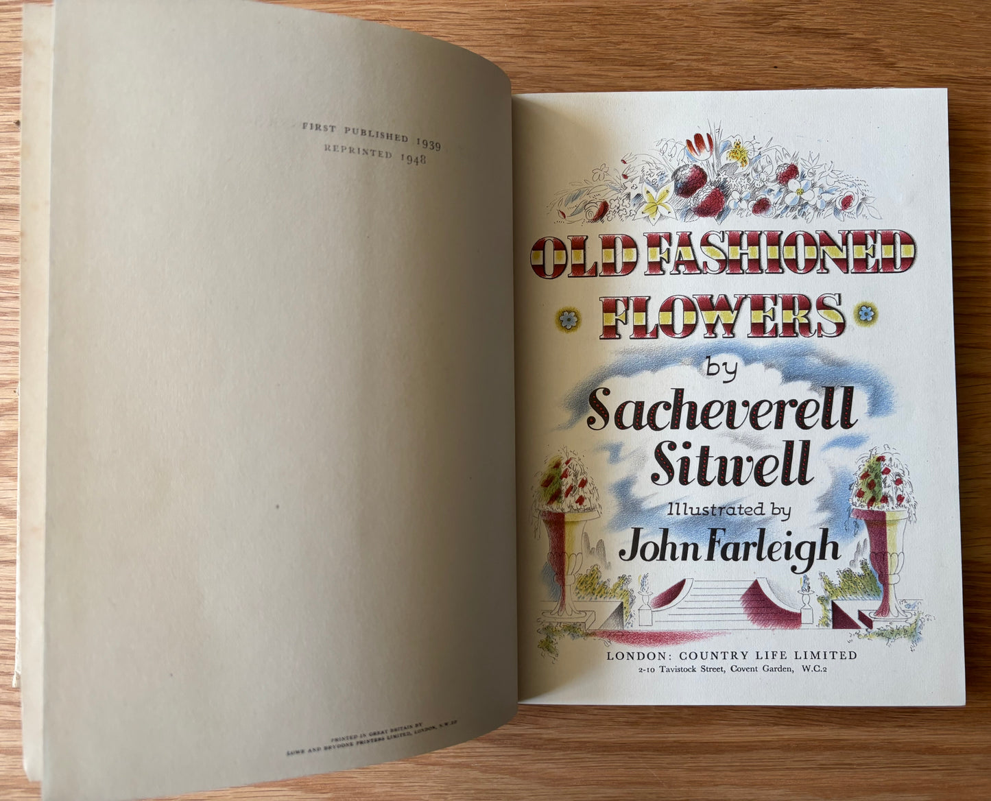 OLD FASHIONED FLOWERS 1948 DJ Sacheverell SItwell John Farleigh