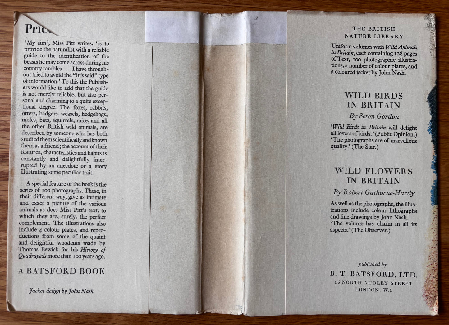 John Nash WILD ANIMALS IN BRITAIN 1st Ed DJ Batsford 1939 Frances Pitt