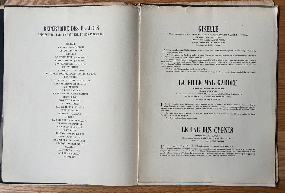 Leonide Massine Signed GRAND BALLET DE MONTE CARLO PROGRAMME 1940’s Tatiana Riabouchinska