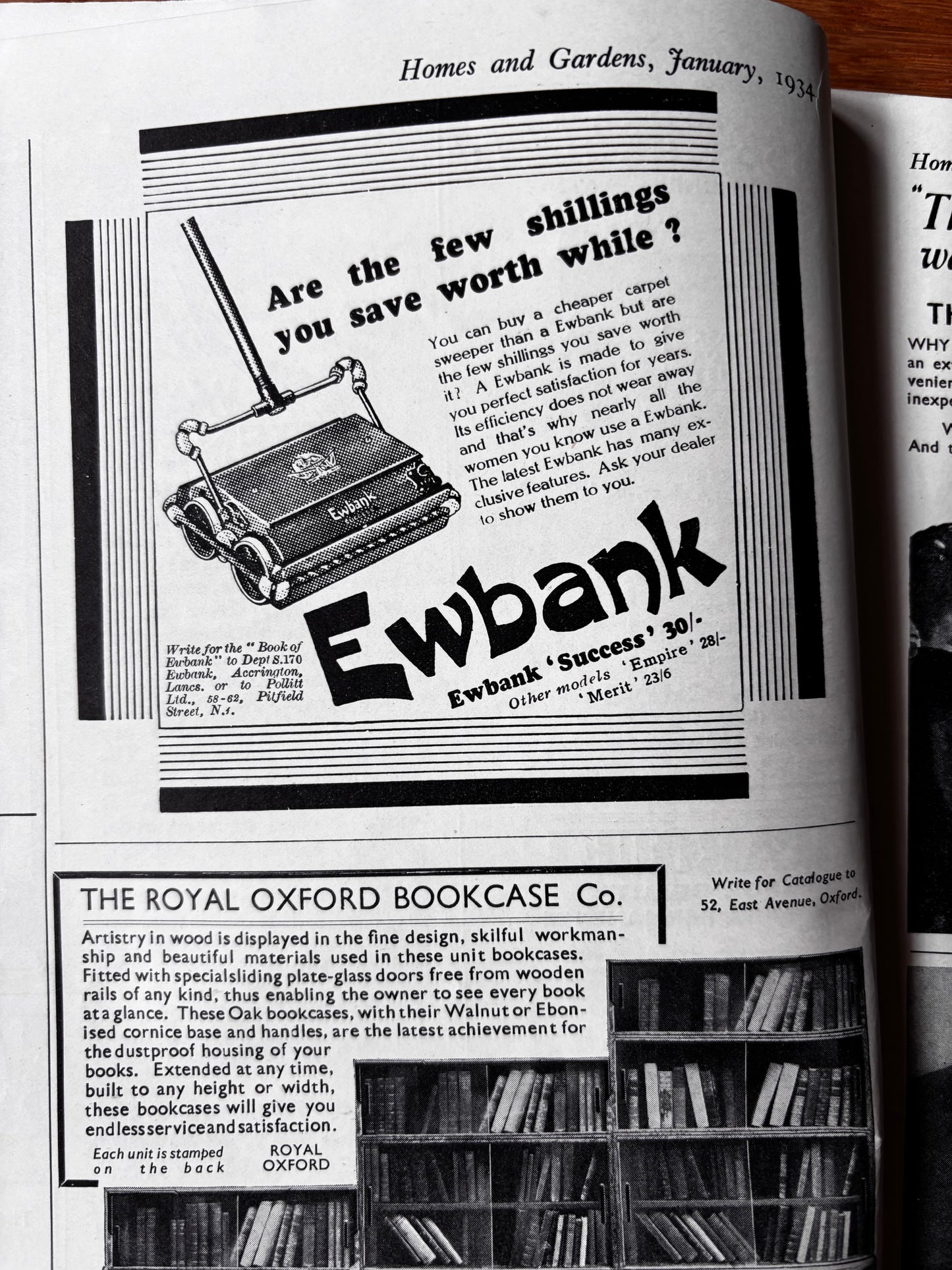1930’s HOMES AND GARDENS Magazine January 1934 Illustrated ADVERTS