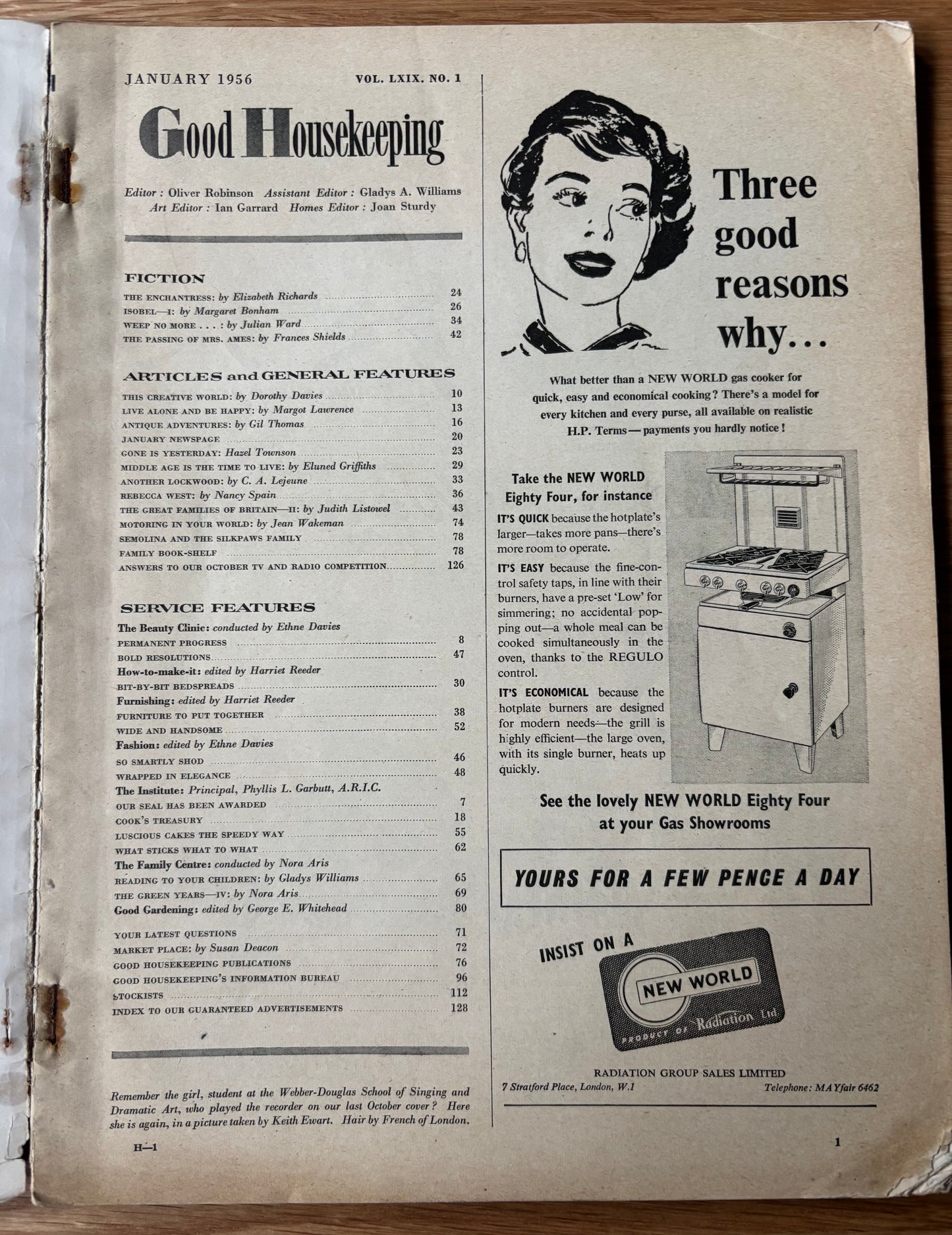 GOOD HOUSEKEEPING Magazine January 1956 Illustrated Rebecca West Recipes Ads
