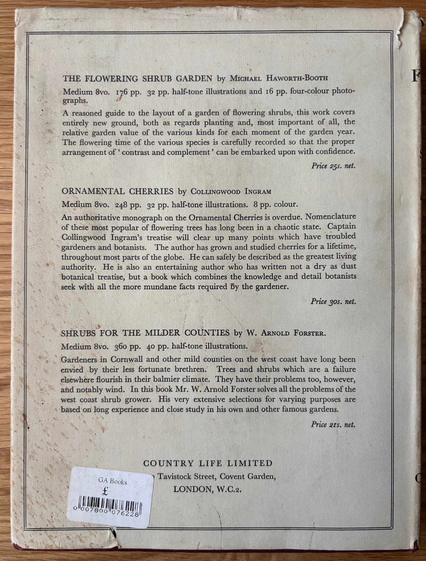 OLD FASHIONED FLOWERS 1948 DJ Sacheverell SItwell John Farleigh