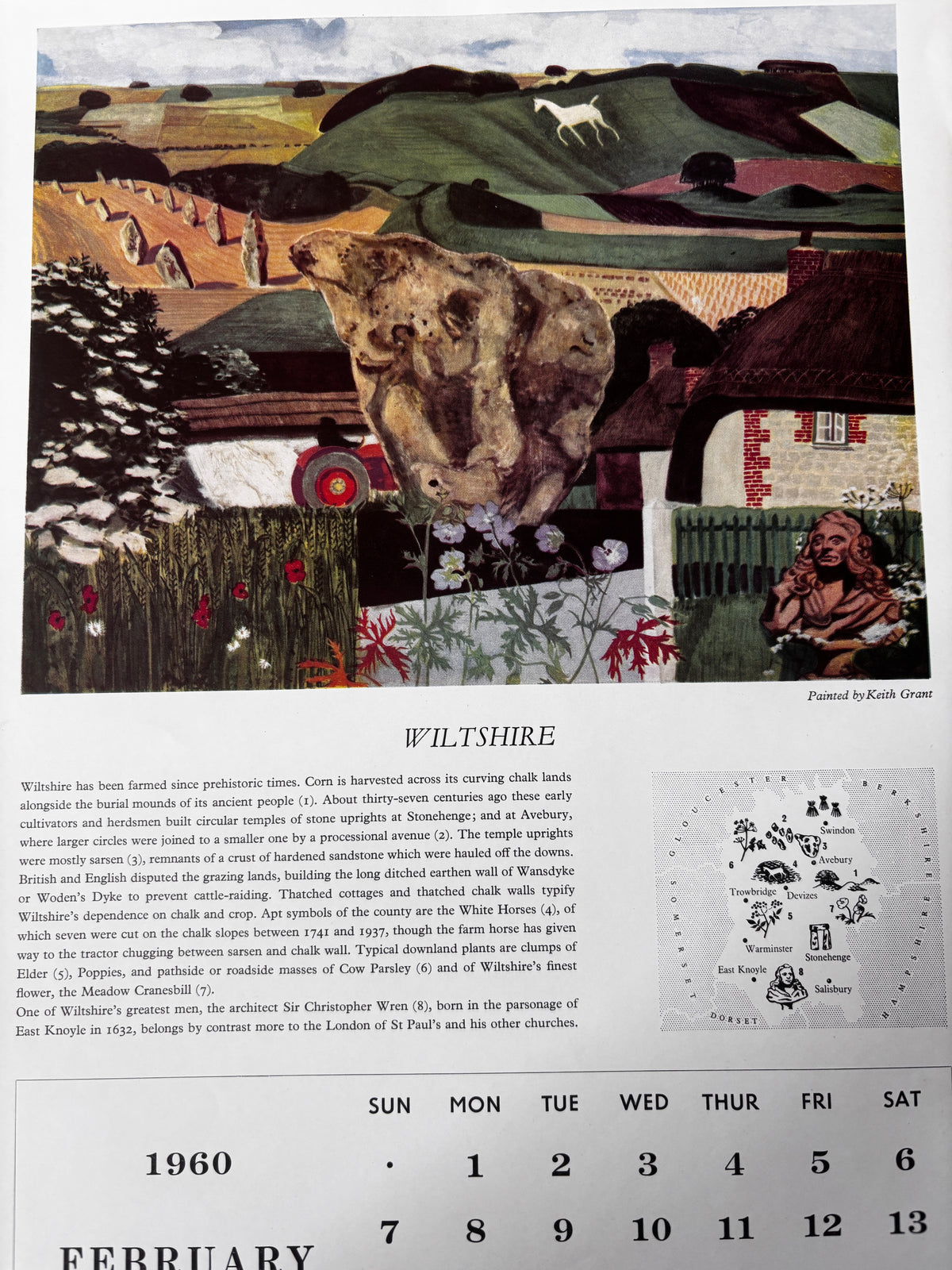 Kenneth Rowntree SHELL CALENDAR 1960 S R Badmin Barbara Jones Illustrated ART