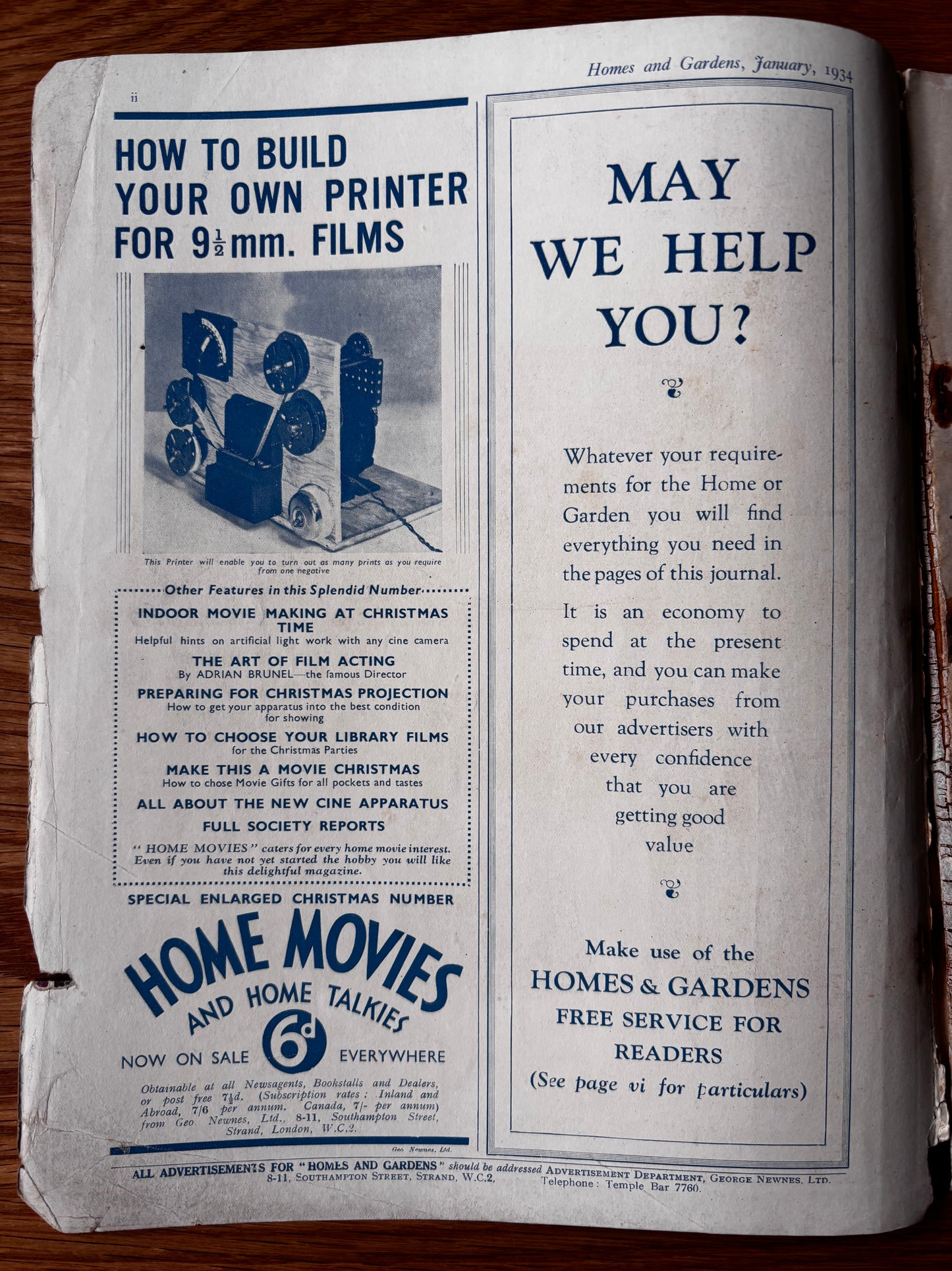 1930’s HOMES AND GARDENS Magazine January 1934 Illustrated ADVERTS