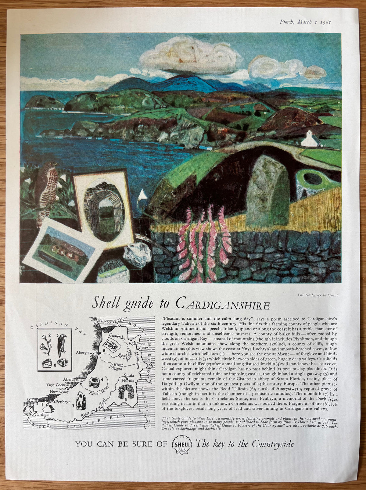 Keith Grant 1960's SHELL GUIDE TO CARDIGANSHIRE ADVERT Original Ad 1961