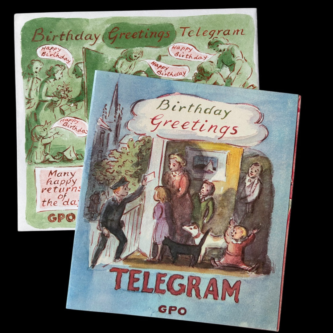 Edward Ardizzone BIRTHDAY GREETINGS GPO TELEGRAM CARD  & ENVELOPE 1967