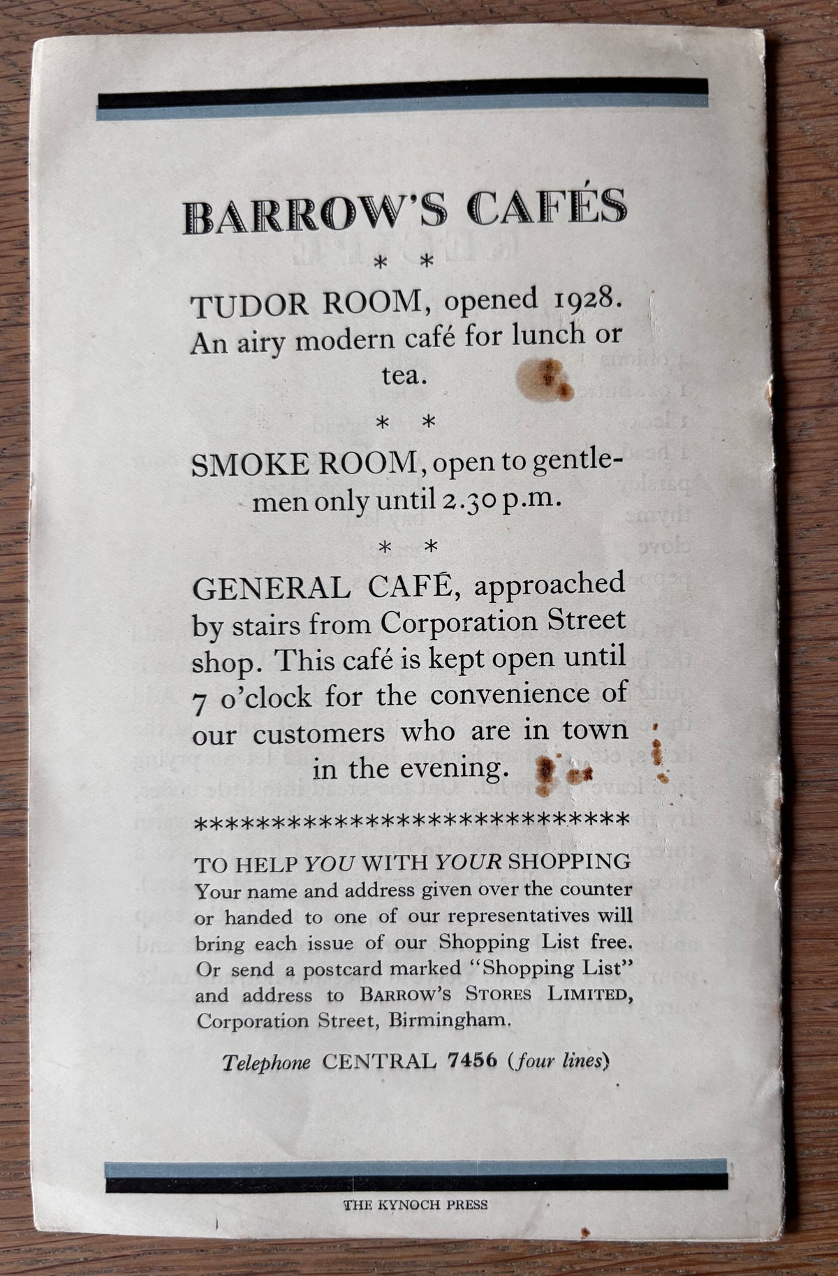 1920’s BARROW’S BIRMINGHAM Illustrated Seasonal Food Booklet SHOP October 1929