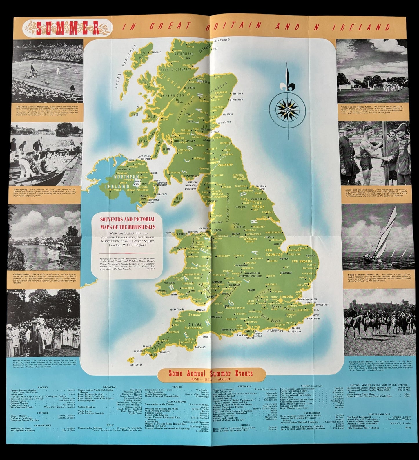 E W Haslehurst BRITAIN IN SUMMER Come To Britain No 33 Leaflet 1950’s - transpontinebooks