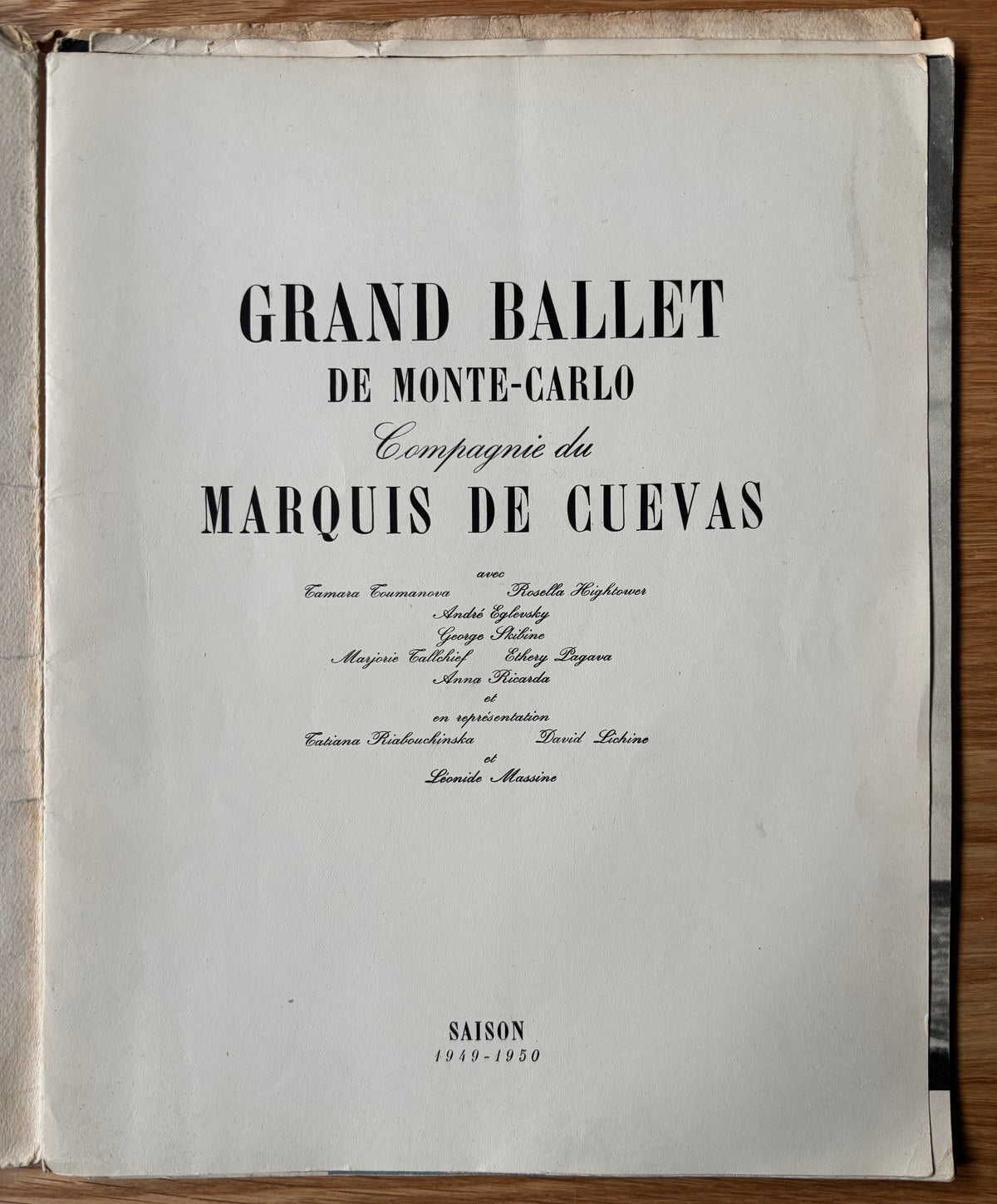 Leonide Massine Signed GRAND BALLET DE MONTE CARLO PROGRAMME 1940’s Tatiana Riabouchinska