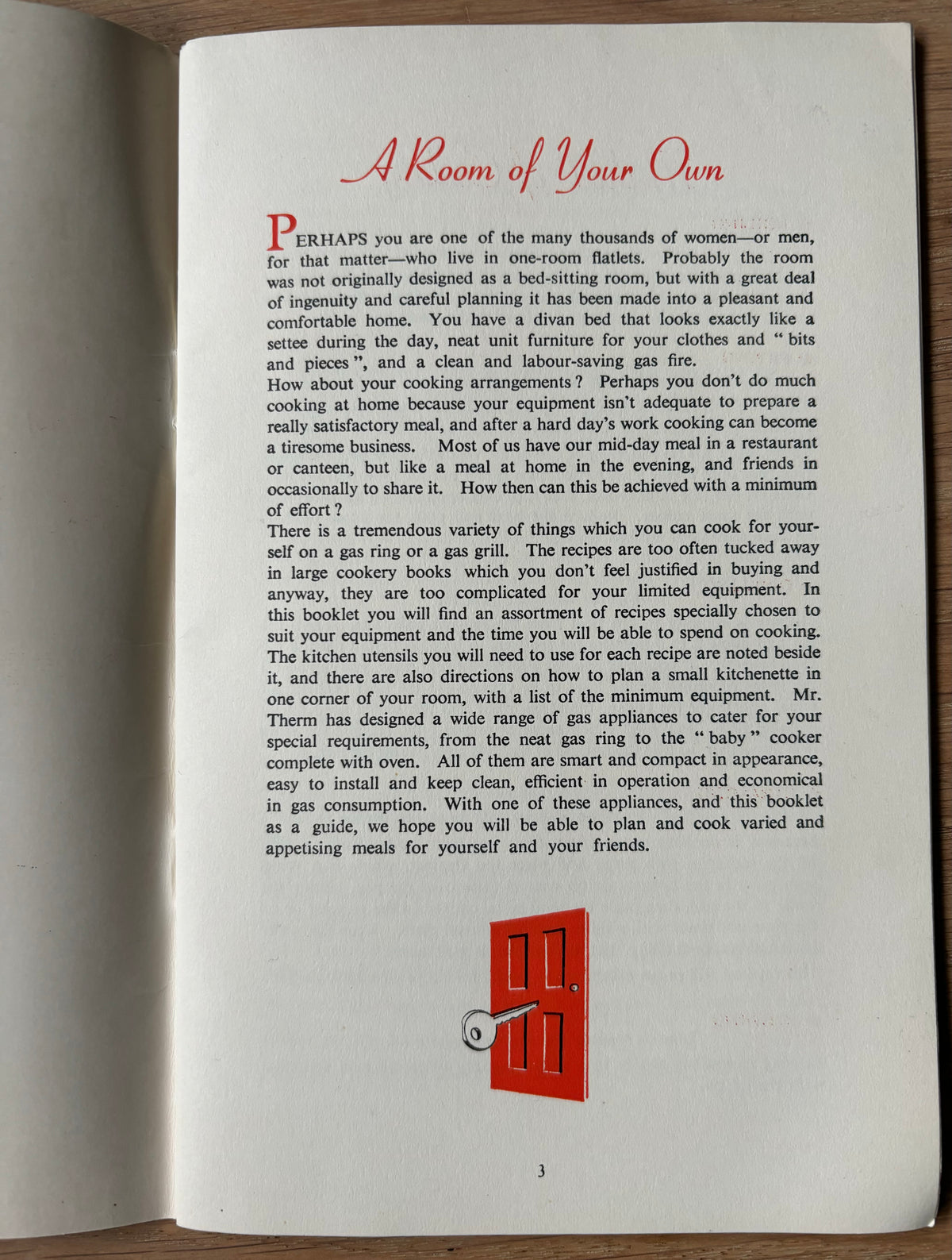 ONE ROOM COOKERY VIntage Recipe Booklet 1950’s/1960’s - transpontinebooks