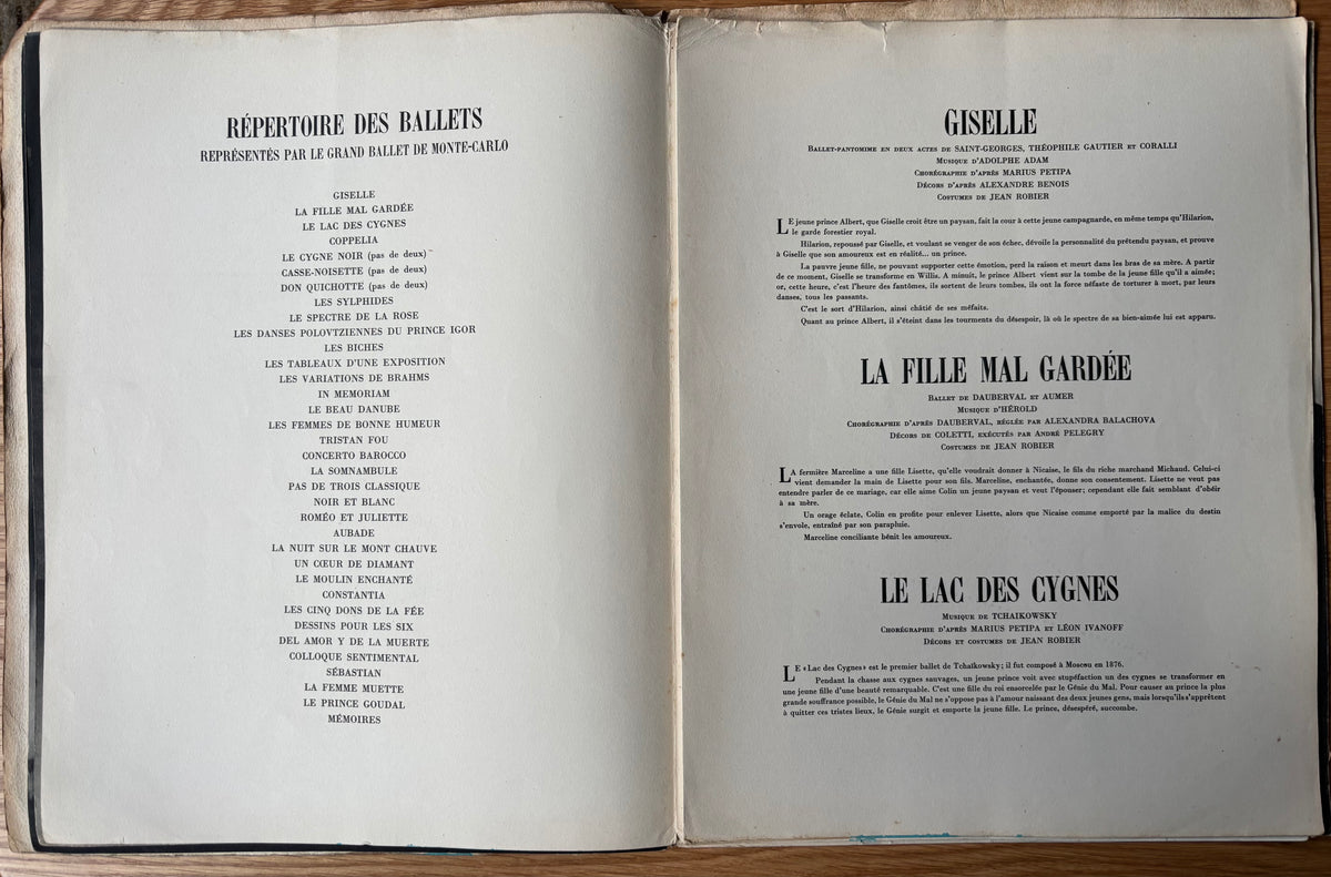 Leonide Massine Signed GRAND BALLET DE MONTE CARLO PROGRAMME 1940’s Tatiana Riabouchinska