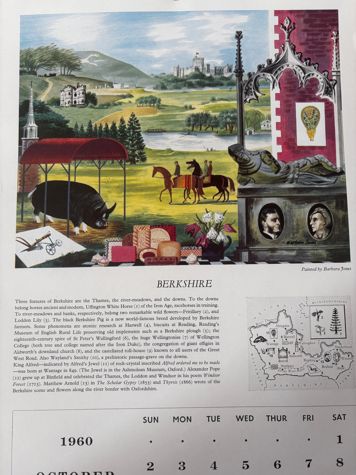 Kenneth Rowntree SHELL CALENDAR 1960 S R Badmin Barbara Jones Illustrated ART
