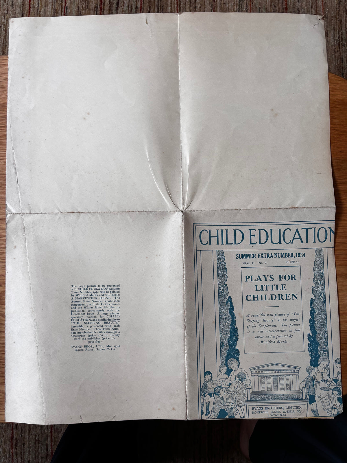 Winifred Marks LARGE SLEEPING BEAUTY POSTER 1934 Child Education School