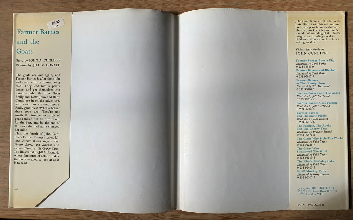 Jill McDonald FARMER BARNES AND THE GOATS 1976 DJ John Cunliffe Andre Deutsch - transpontinebooks